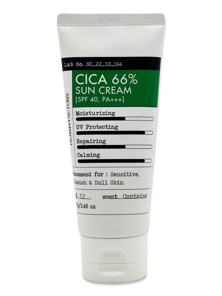 Derma Factory Крем для лица с экстрактом центеллы азиатской - Cica 66% sun cream SPF40 PA+++, 70мл