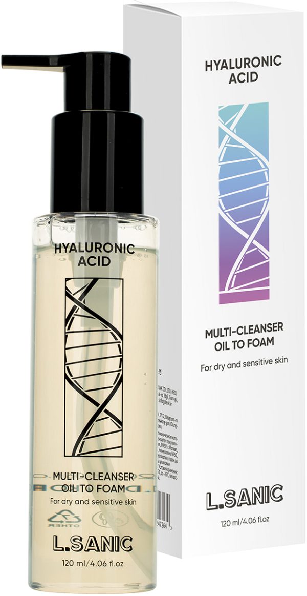 L.Sanic Масло-пенка гидрофильное/гиалуроновой кислотой Hyaluronic Acid Oil to Foam Cleanser 120мл