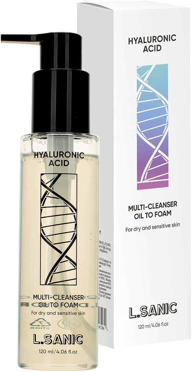 L.Sanic Масло-пенка гидрофильное/гиалуроновой кислотой Hyaluronic Acid Oil to Foam Cleanser 120мл