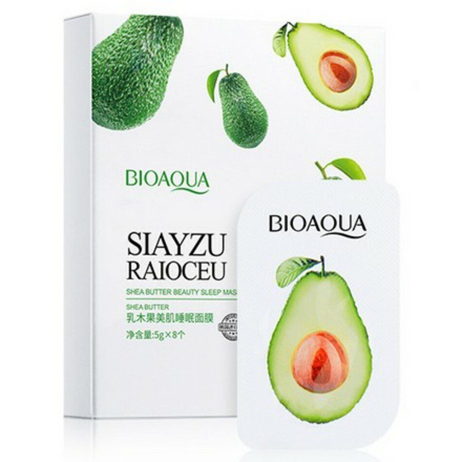 Bioaqua Shea Mask Beauty Sleep Mask — Набор ночных масок для лица с экстрактом авокадо, 1шт*5г