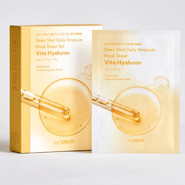 THE SAEM Маска на тканевой основе/Dewy Shot Daily Ampoule Mask Sheet Vita Hyaluron 20гр
