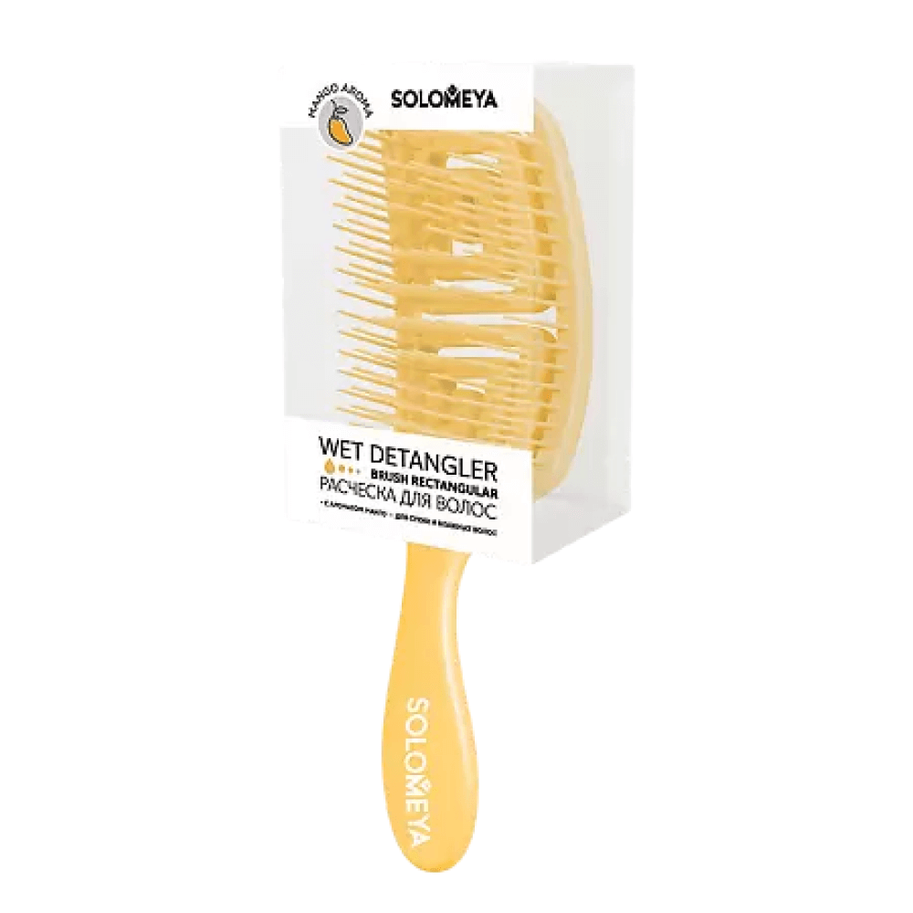 SOLOMEYA Расческа для сухих и влажных волос АРОМАТ МАНГО Wet Detangler Brush Rectangular Mango