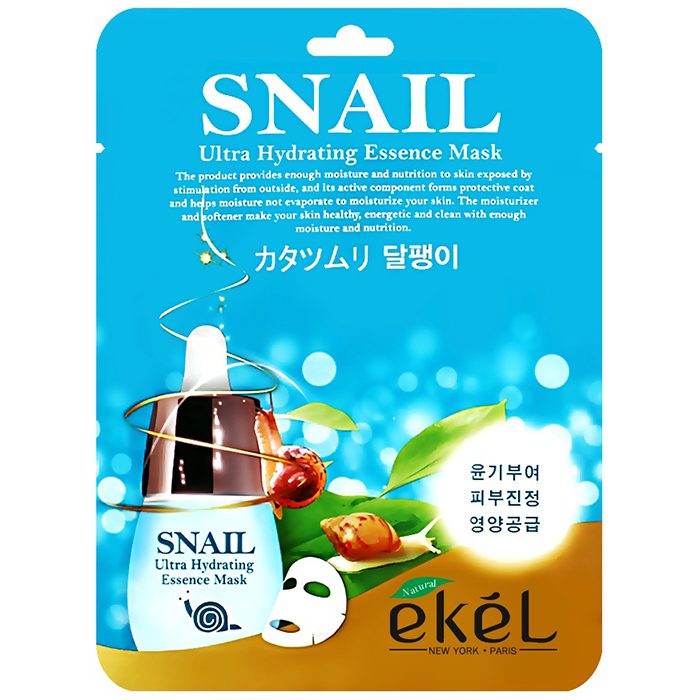 Ekel Ultra Hydrating Essence Mask Snail 25m Маска для лица тканевая с улиточным муцином