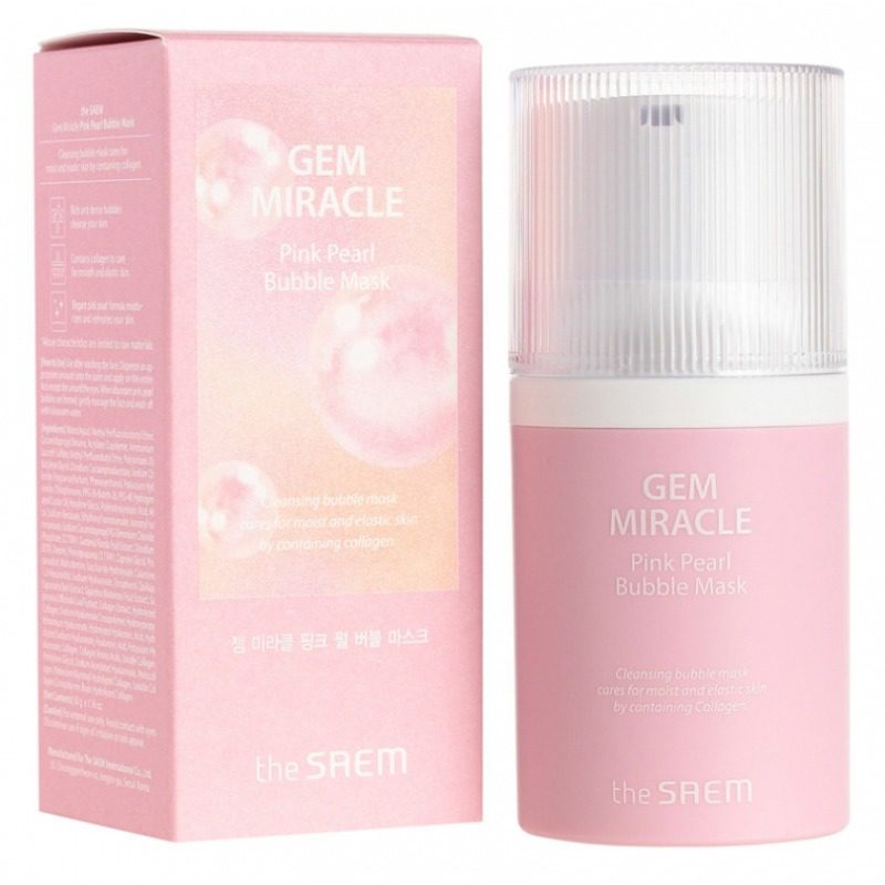 THE SAEM Маска для лица пузырьковая очищающая Gem Miracle Pink Pearl Bubble Mask_50g