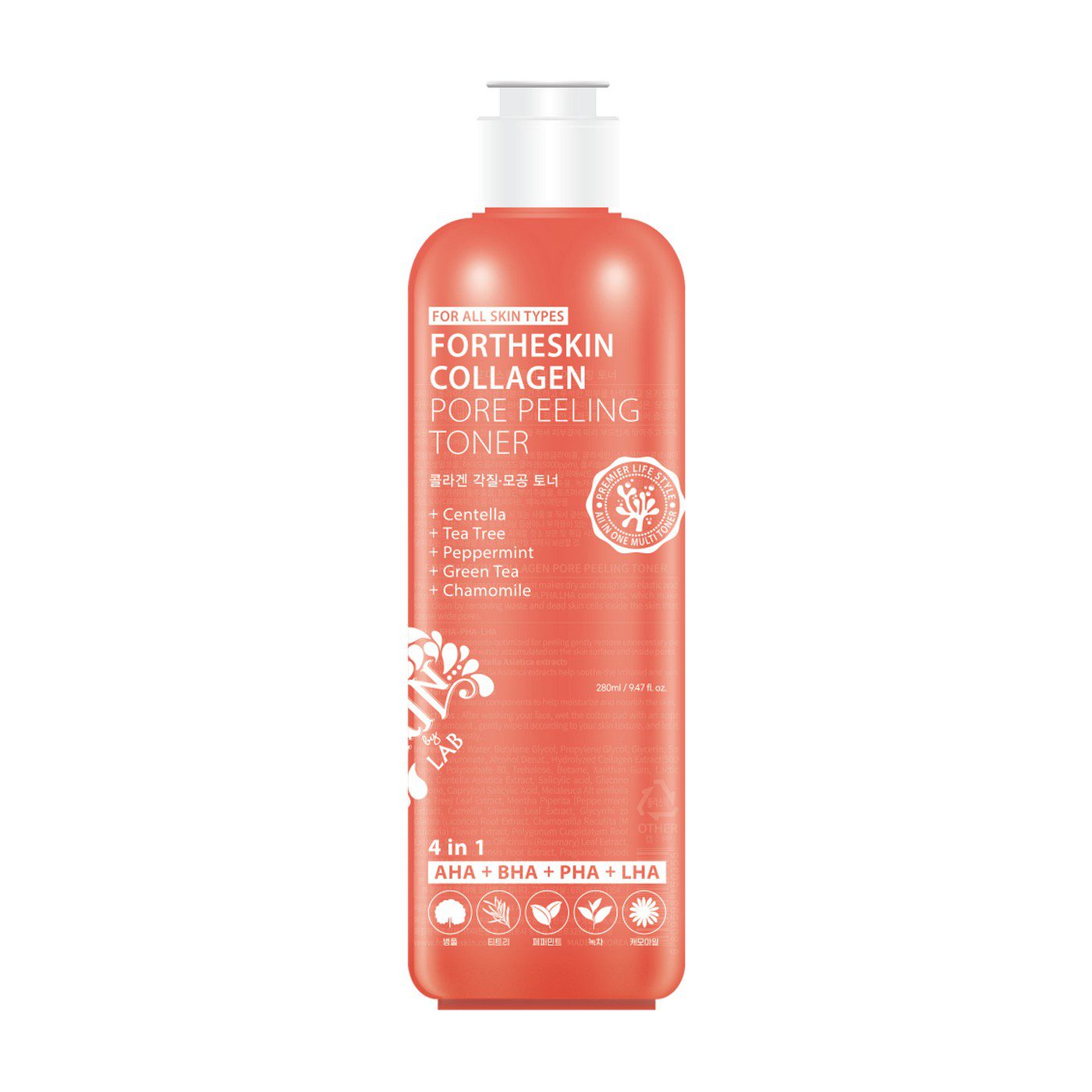 FOR THE SKIN Collagen Pore Peeling Toner 280ml,Коллагеновый пилинг-тонер 280 мл