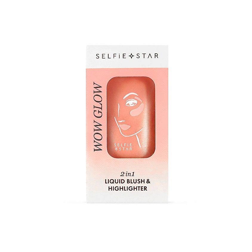 SELFIE STAR Жидкие румяна+хайлайтер для лица и тела БЛЕСК 2 in 1 Liquid Blush & Highlighter Wow 20мл
