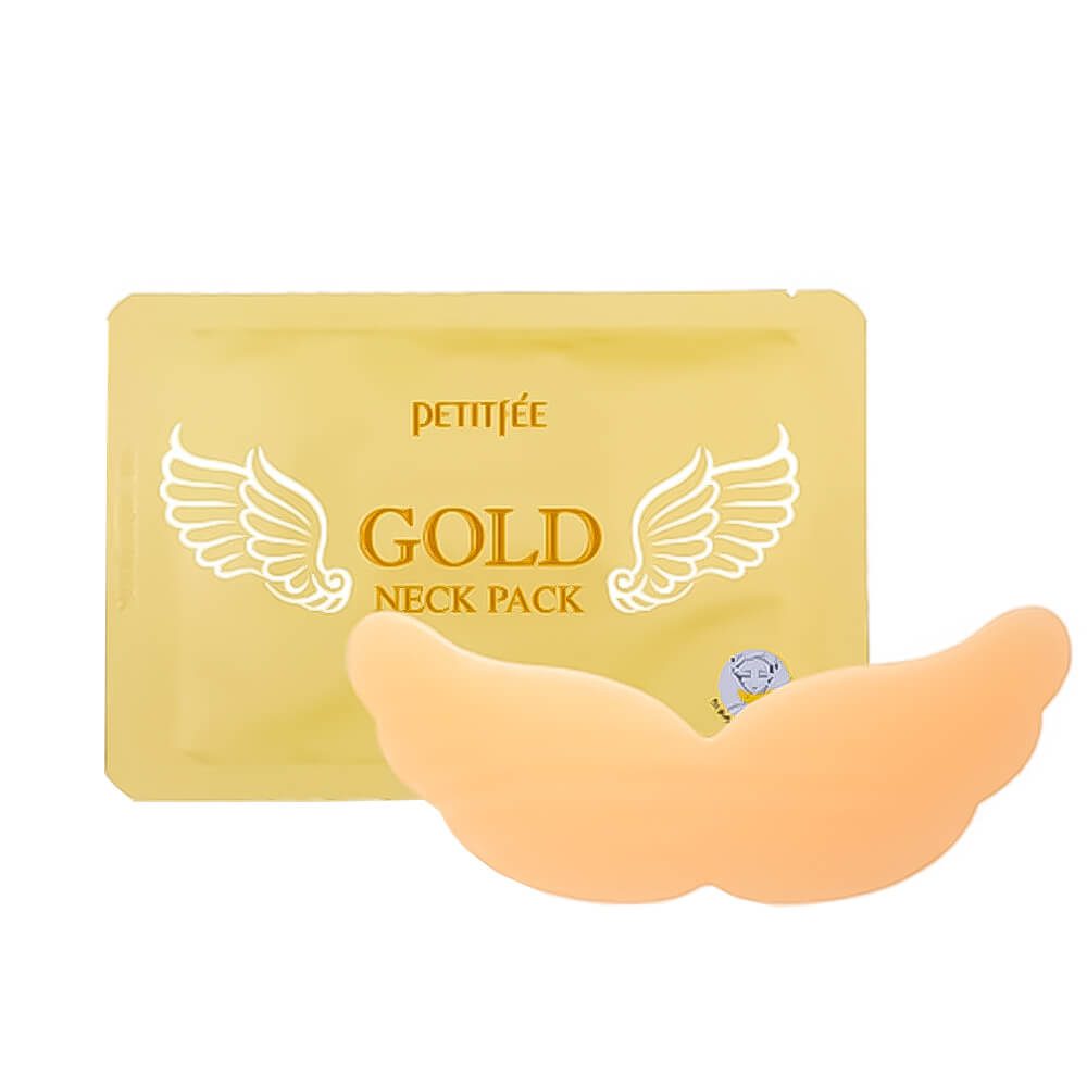 Petitfee Маски для области шеи / Gold Neck Pack Hydrogel Angel Wings, 10гр*1шт