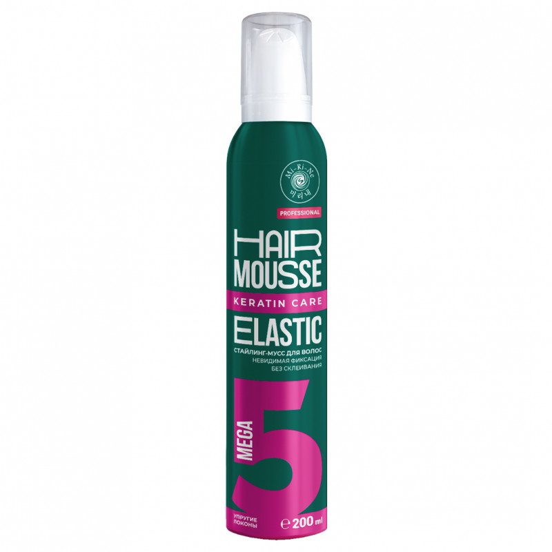 MI-RI-NE Мусс-стайлинг для укладки волос УПРУГИЕ ЛОКОНЫ Hair Mousse Keratin Care Elastic, 200 мл