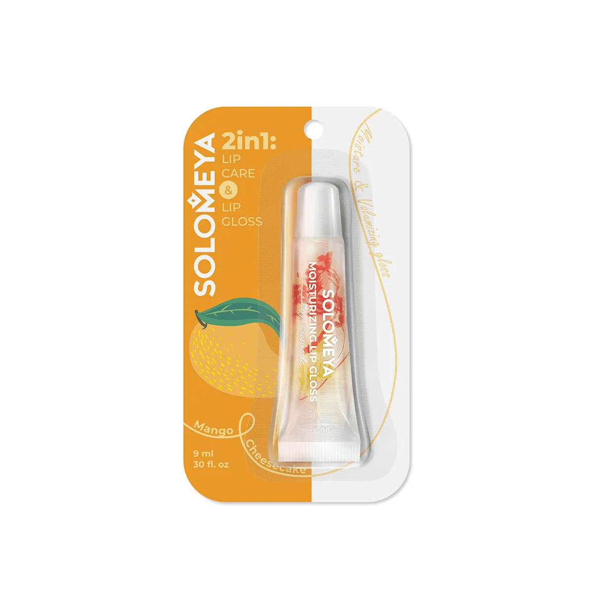 SOLOMEYA Блеск для губ увлажняющий МАНГОВЫЙ ЧИЗКЕЙК Moisturizing Lip Gloss Mango Cheesecake, 9 мл