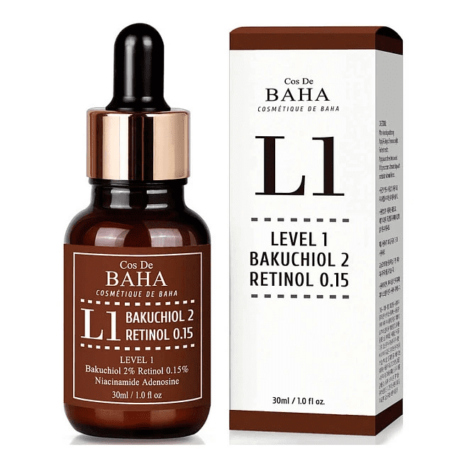 COS DE BAHA L1 Bakuchiol & Retinol Serum Мягкая антивозрастная сыворотка с бакучиолом и ретинолом, 3