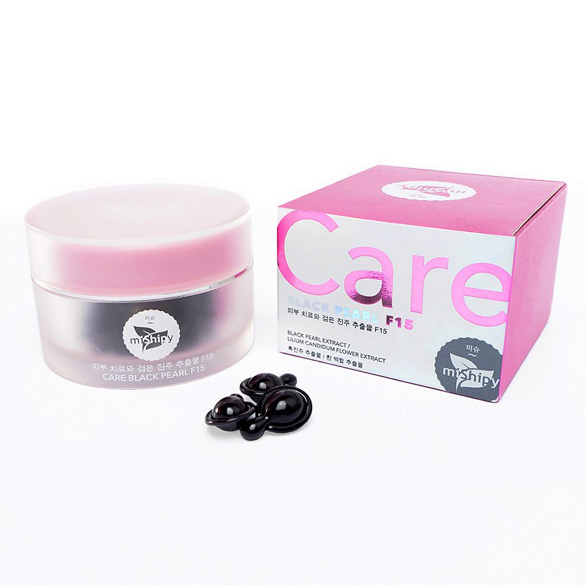MISHIPY Сыворотка в капсулах для лица ЧЕРНЫЙ ЖЕМЧУГ и БЕЛАЯ ЛИЛИЯ Care Black Pearl F15, 30 капсул