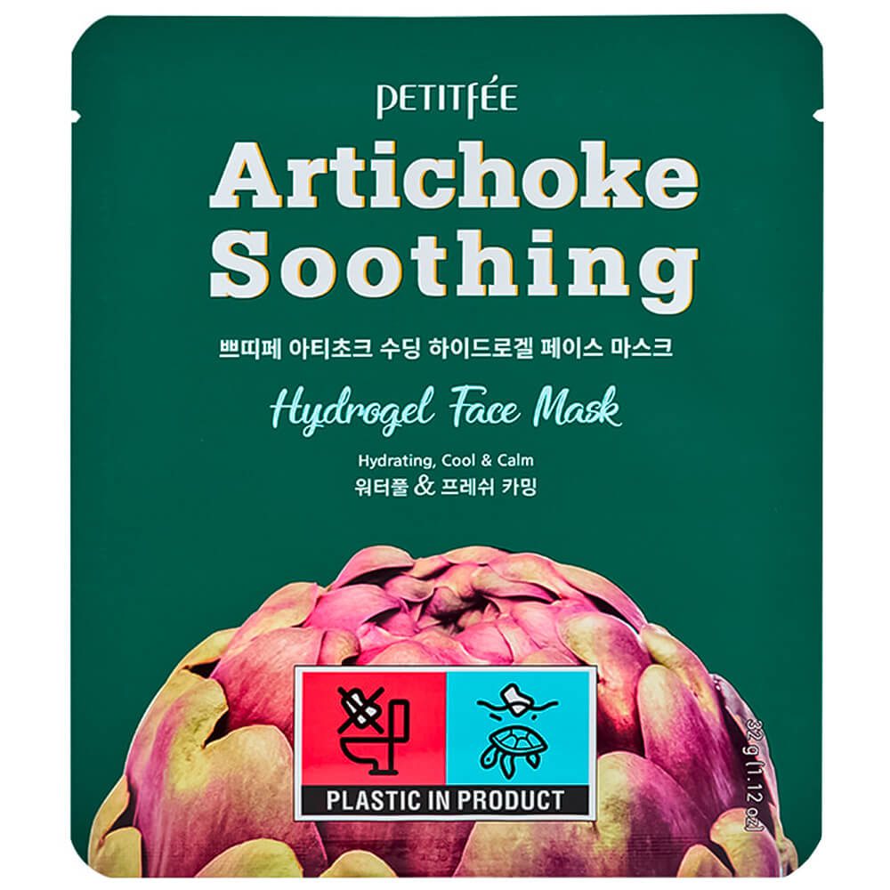 Petitfee Гидрогелевая успокаивающая маска для лица с артишоком / Artichoke Soothing Face Mask, 32 г