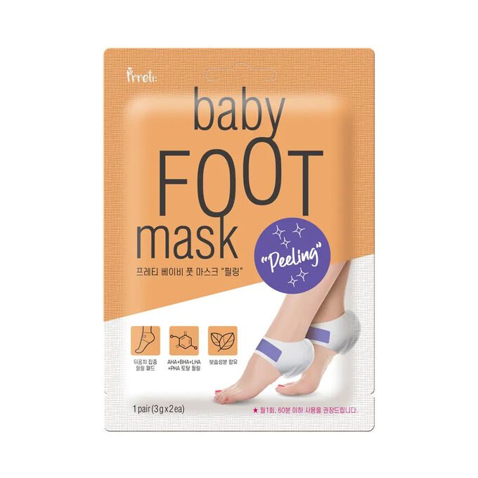 Prreti Маска для ног отшелушивающая/Mask Baby Foot Peeling 1 пара (3 гр*2 шт)