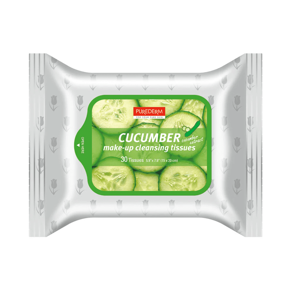 Purederm Салфетки/снятия макияжа очищающие сэкстрактом огурца/Make-Up Cleansing Tissues Cucumber30шт