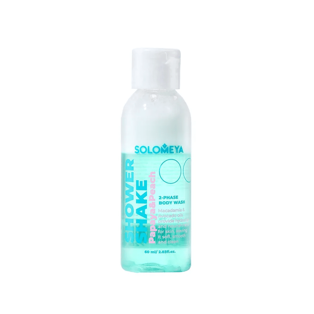 SOLOMEYA Гель-шейк для душа ПАПАЙЯ И ПЕРСИК МИНИ Shower Shake Papaya&Peach Mini, 60 мл