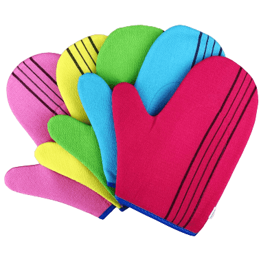 Glove Towel Round-Thumb Exfoliating Мочалка варежка с круглым большим пальцем Цвет — салатовый 18*21