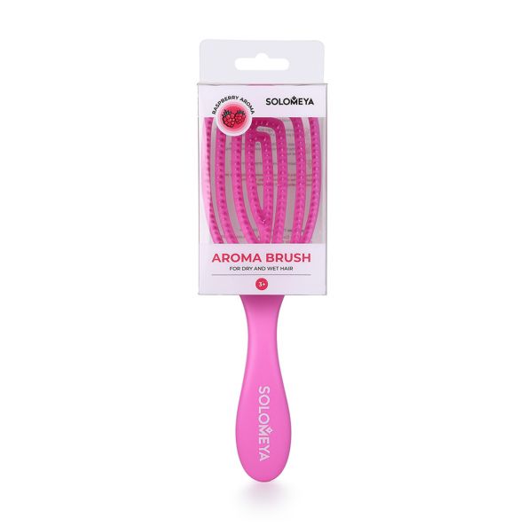 SOLOMEYA Расческа для сухих и влажных волос АРОМАТ МАЛИНЫ Wet Detangler Brush Oval Raspberry