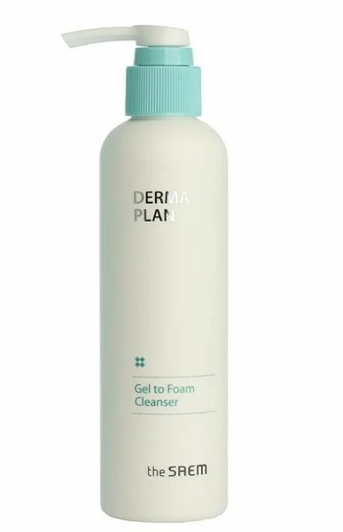 THE SAEM VEGAN Гель-пенка для чувствительной кожи DERMA PLAN Gel to Foam Cleanser
