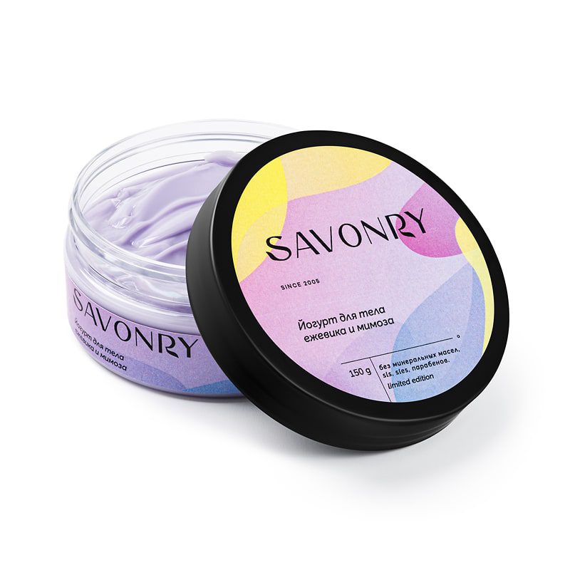 SAVONRY Косметический йогурт для тела ЕЖЕВИКА и МИМОЗА(150 г)