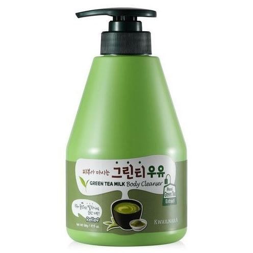 Welcos Гель для душа с ароматом зеленого чая Kwailnara Green Tea Milk Body Cleanser 560g