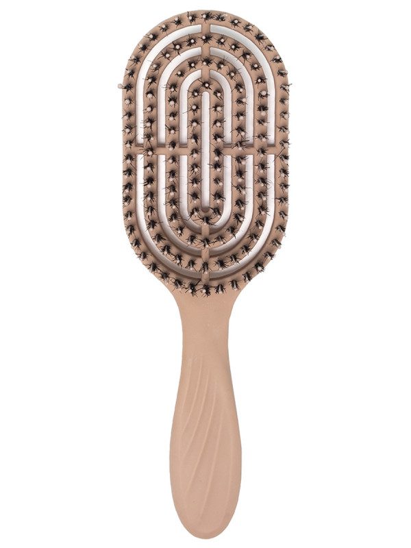 SOLOMEYA Расческа массажная для волос c натуральной щетиной БЕЖЕВАЯ Solomeya Hair Brush With Natural