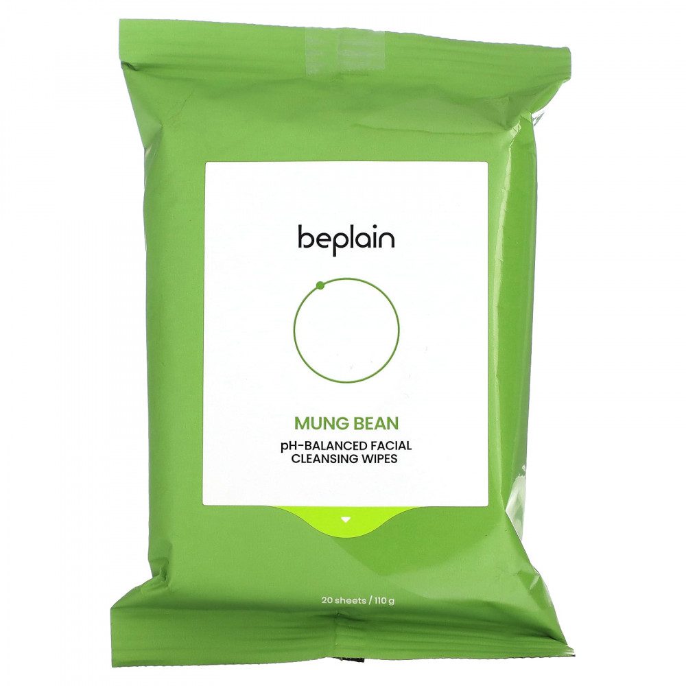 beplain Mung Bean pH-Balanced Facial Cleansing Wipes 20p,Слабокислотные салфетки для снятия макияжа