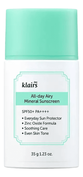 Dear, Klairs Крем солнцезащитный минеральный - All-day airy mineral sunscreen SPF50+PA++++, 35г