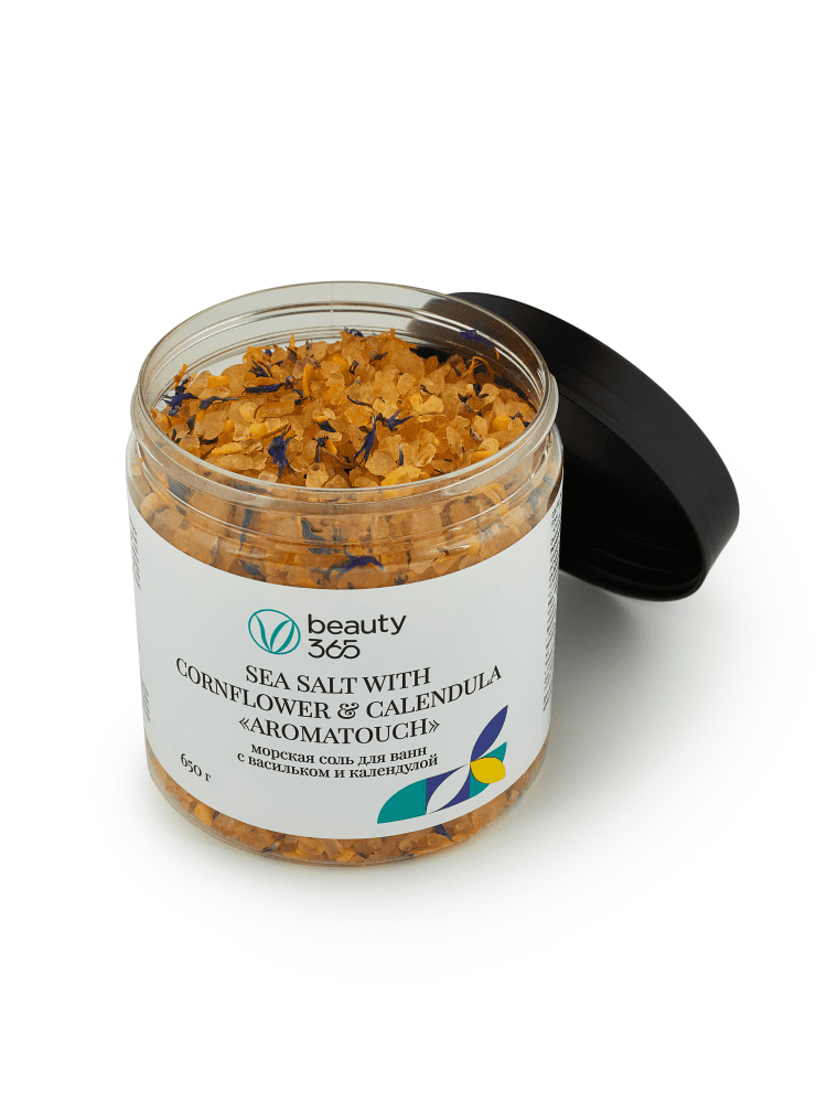 DUSHA Соль морская с шиммером Bohema с лепестками василька и календулы