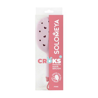 SOLOMEYA Расческа для волос массажная с отверстиями Розовая Croks Massage Hair Brus  Pink
