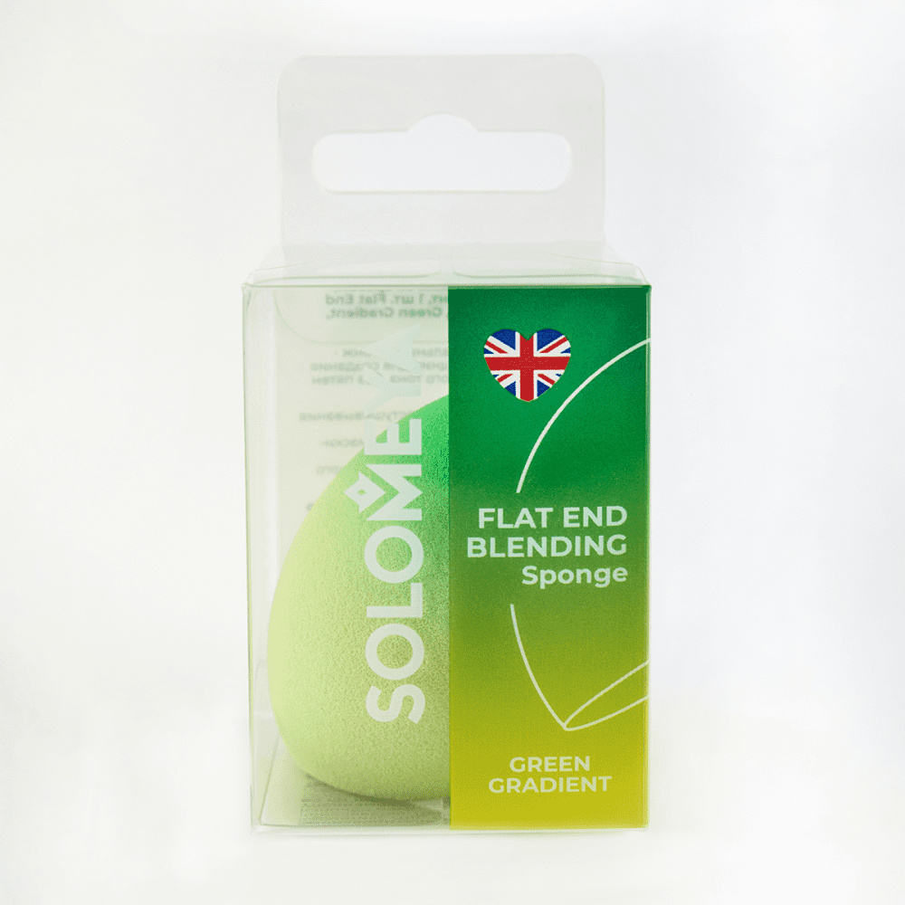 SOLOMEYA Спонж для макияжа со срезом Зеленый градиент Flat End Blending Sponge Green Gradient