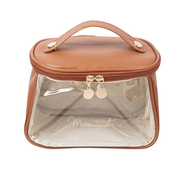 Kristaller Косметичка женская чемоданчик  косая молния, кожзам, цвет Терракотовый