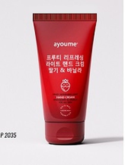ayoume Крем для рук с клубникой и ванилью Fruity refreshing light hand cream with strawberry and van