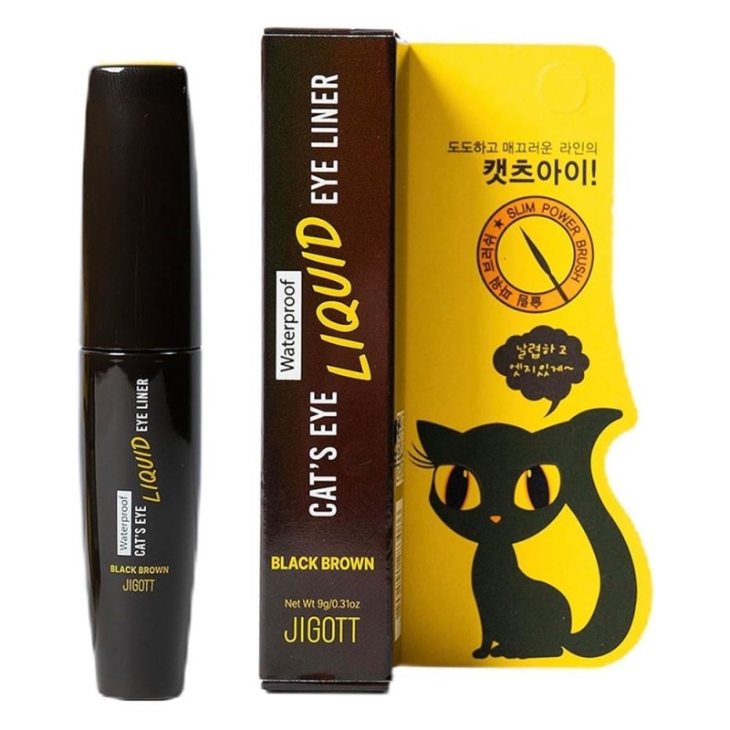 Jigott Подводка для глаз/Cat’s Eye Waterproof Liquid Eyeliner (Black Brown),9 гр