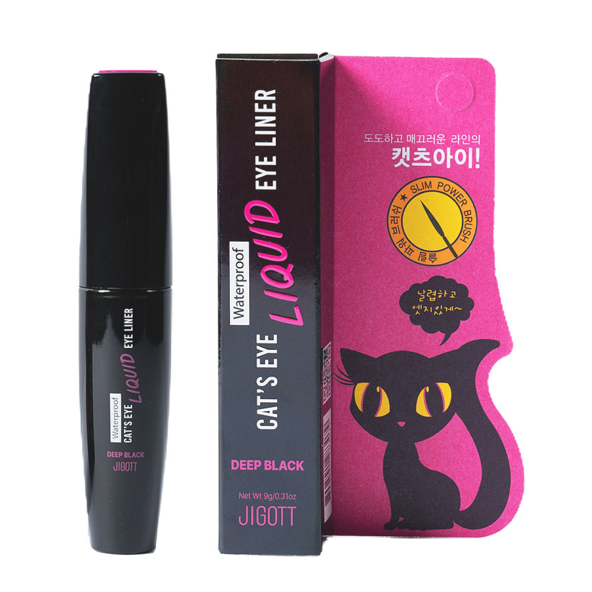 Jigott Подводка для глаз/Cat’s Eye Waterproof Liquid Eyeliner (Deep Black), 9 гр