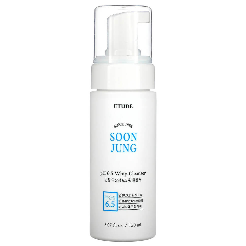 Etude Soon Jung pH 6.5 Whip Cleanser, Пенка для умывания для чувствительной кожи 150 мл