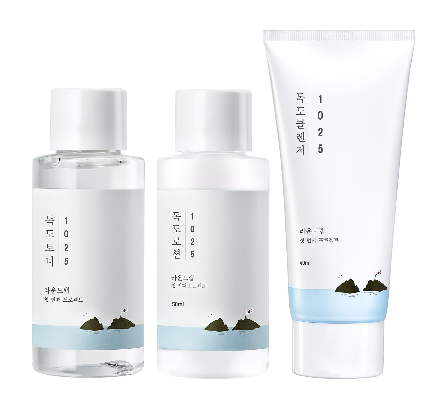 ROUND LAB 1025 Dokdo Набор для ухода за кожей/On The Go Kit(Тонер + Лосьон + Очищающее средст
