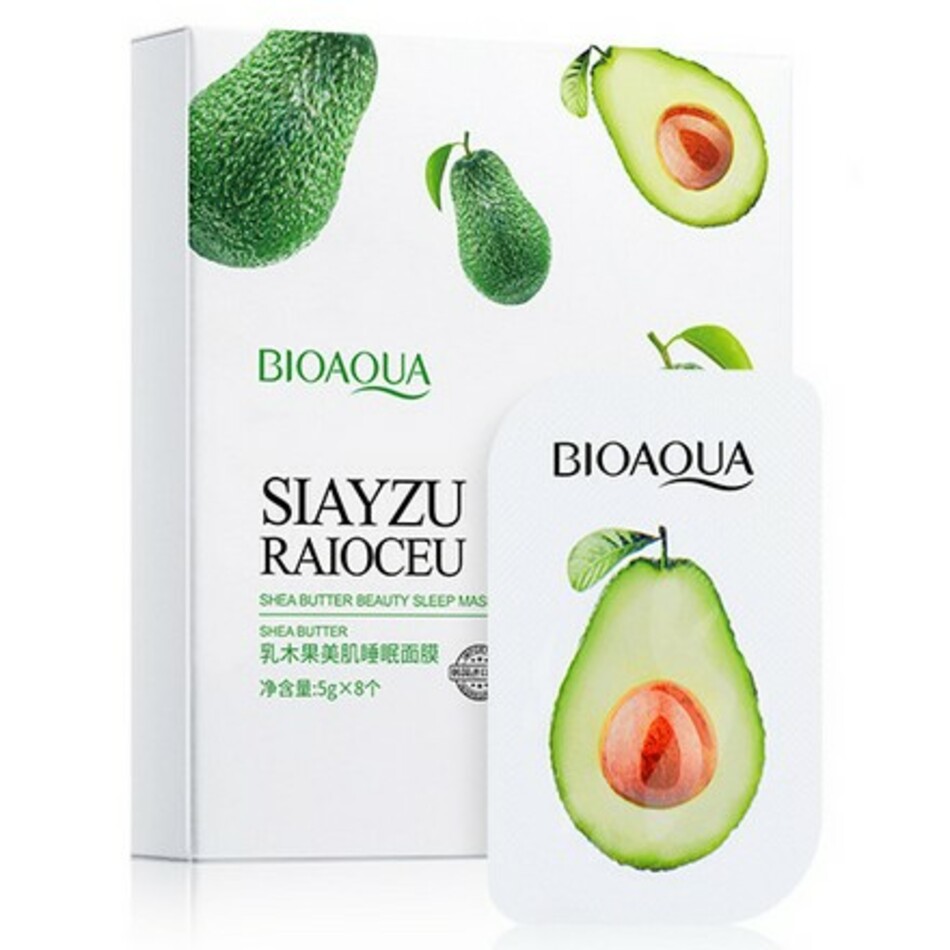 Bioaqua Shea Mask Beauty Sleep Mask — Набор ночных масок для лица с экстрактом авокадо, 1шт*5г