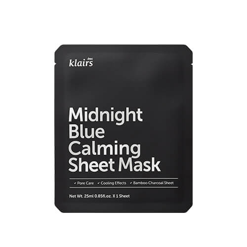 Dear, Klairs Тканевая маска успокаивающая с охлаждающим действием Midnight Blue Calming Sheet Mask