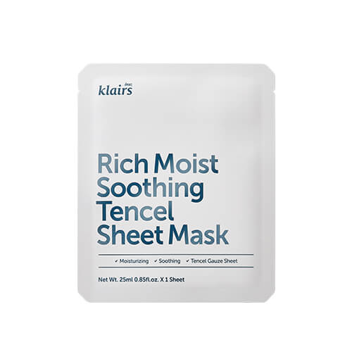 Dear, Klairs Маска для лица тканевая успокаивающая Rich moist soothing tencel sheet mask