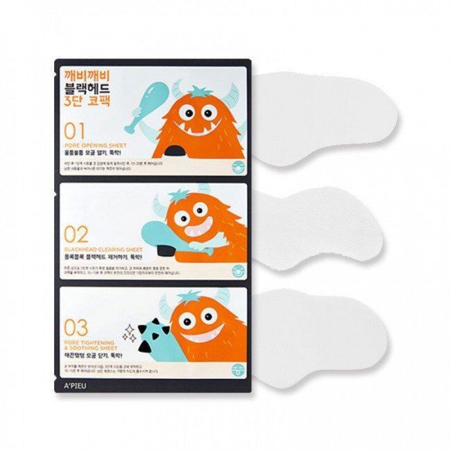 A'pieu Маска на тканевой основе для лица Goblin Blackhead 3-Step Nose Pack, 3мл