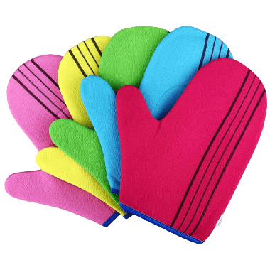 Glove Towel Round-Thumb Exfoliating Мочалка варежка с круглым большим пальцем Цвет — салатовый 18*21