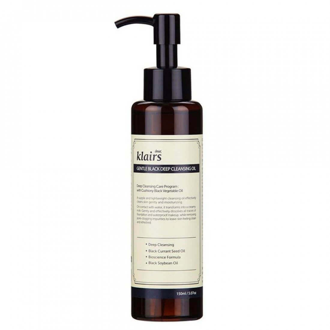 Dear, Klairs Масло для лица гидрофильное Gentle black deep cleansing oil