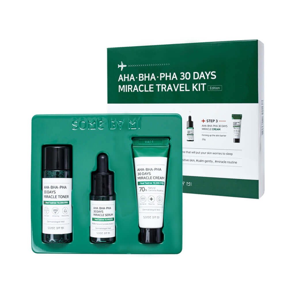 Some By Mi AHA BHA PHA 30 Days Miracle Travel Kit Набор миниатюр с кислотами для путешествий 30 г, 3