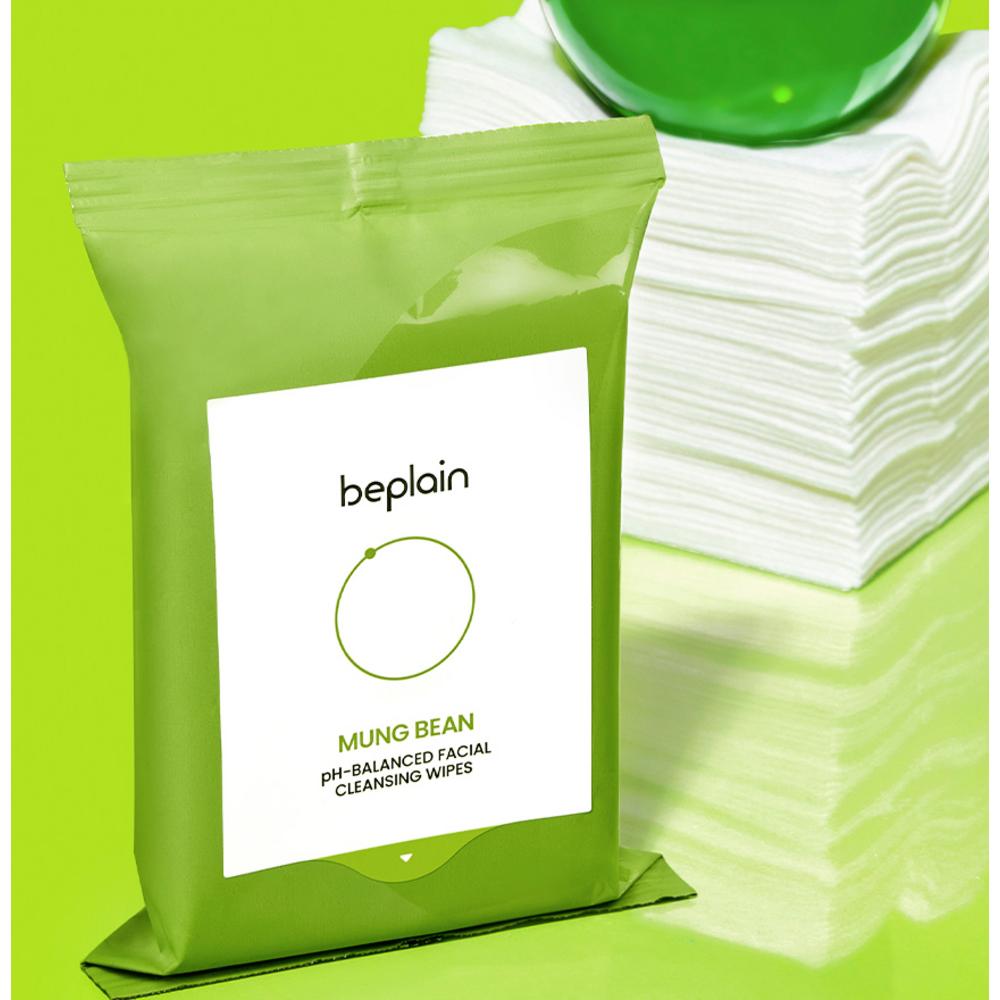 beplain Слабокислотные салфетки для снятия макияжа Mung Bean pH-Balanced Facial Cleansing Wipes
