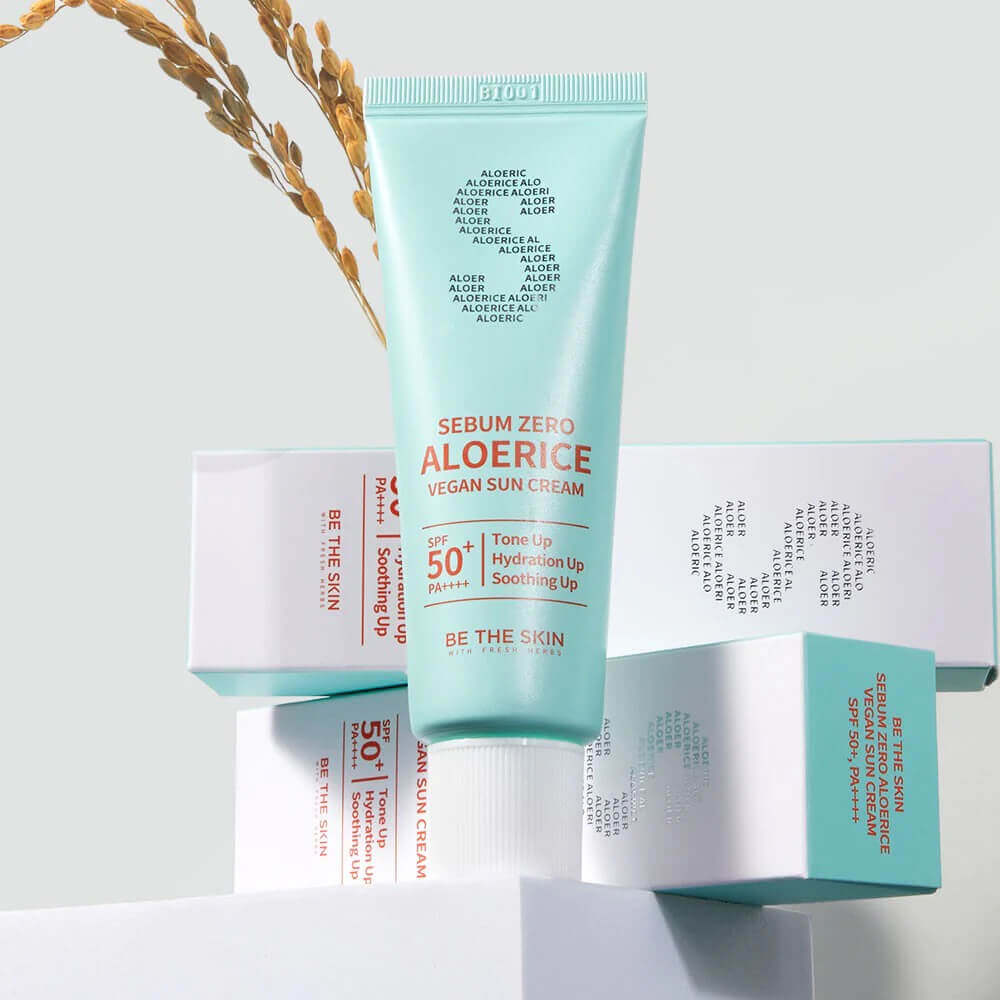 BE THE SKIN  Миниатюра Крем солнцезащитный Sebum Zero Aloerice Vegan Sun Cream 50+ PA++++5 мл